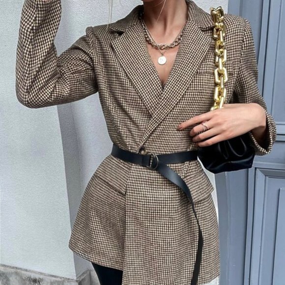 Classic Houndstooth Dual Pocket Double Button Blaz - Picture 2 of 7